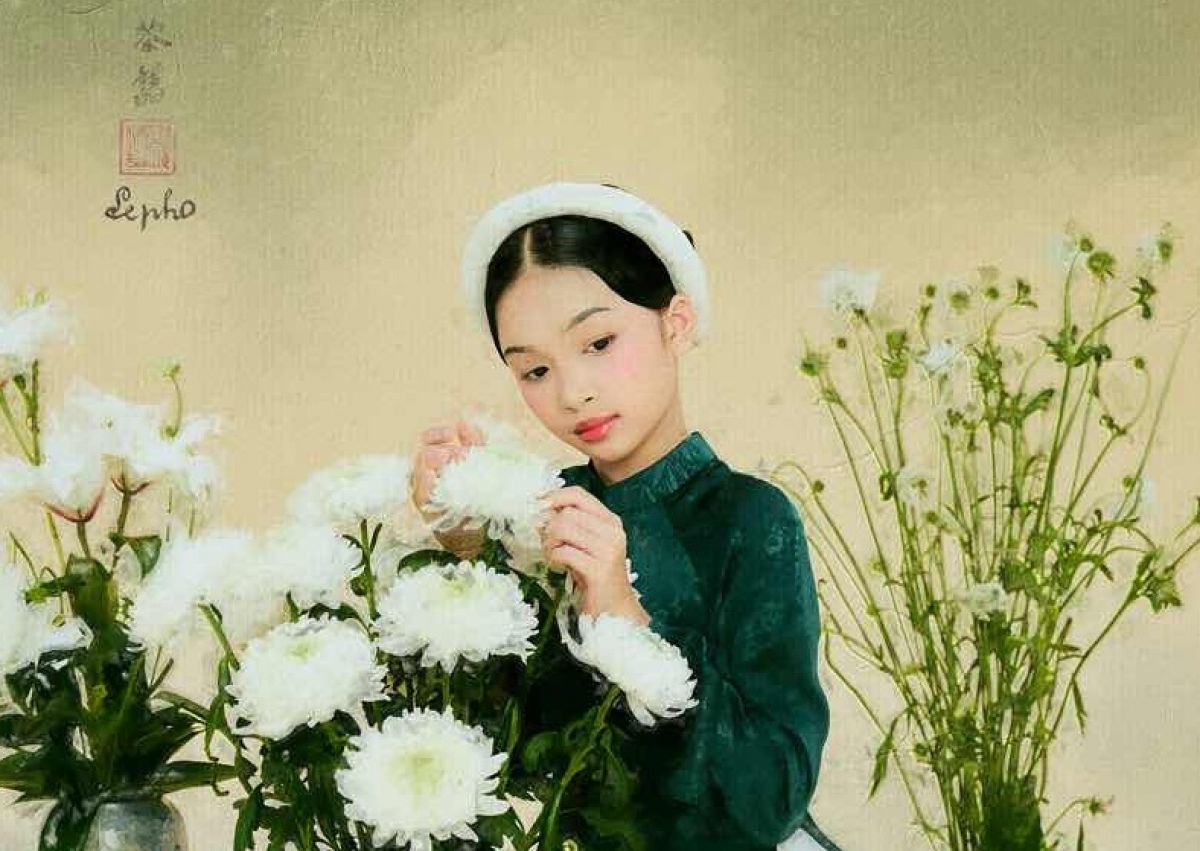 Cảm t&aacute;c từ tranh Đ&ocirc;ng Dương, Ruby T&acirc;m Nhi h&oacute;a n&agrave;ng xu&acirc;n trong sắc m&agrave;u hội họa